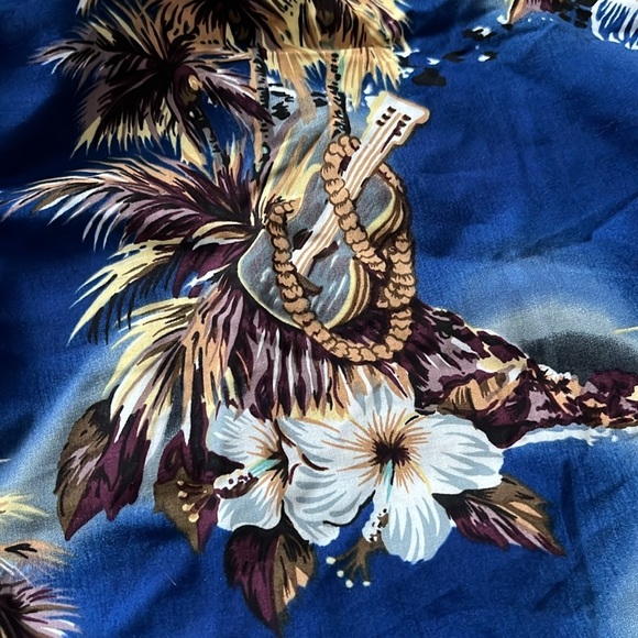 Hilo Hattie Hawaiian Sarong Mini Wrap Skirt VTG Aloha Tropical Blue One Size - Picture 3 of 7